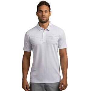 Travis Mathew White Night Shades Geometric Chest Stripe Golf Polo Mens Size S